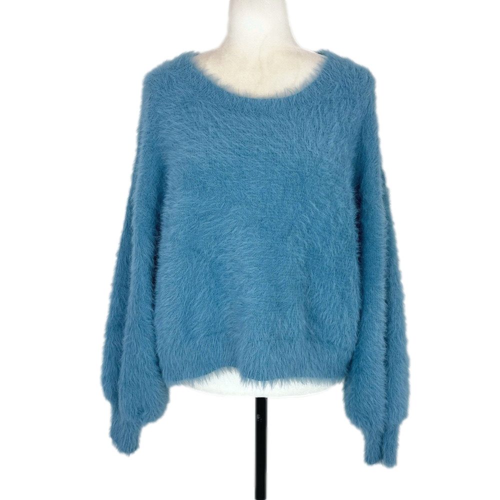 London Kaye fuzzy blue sweater